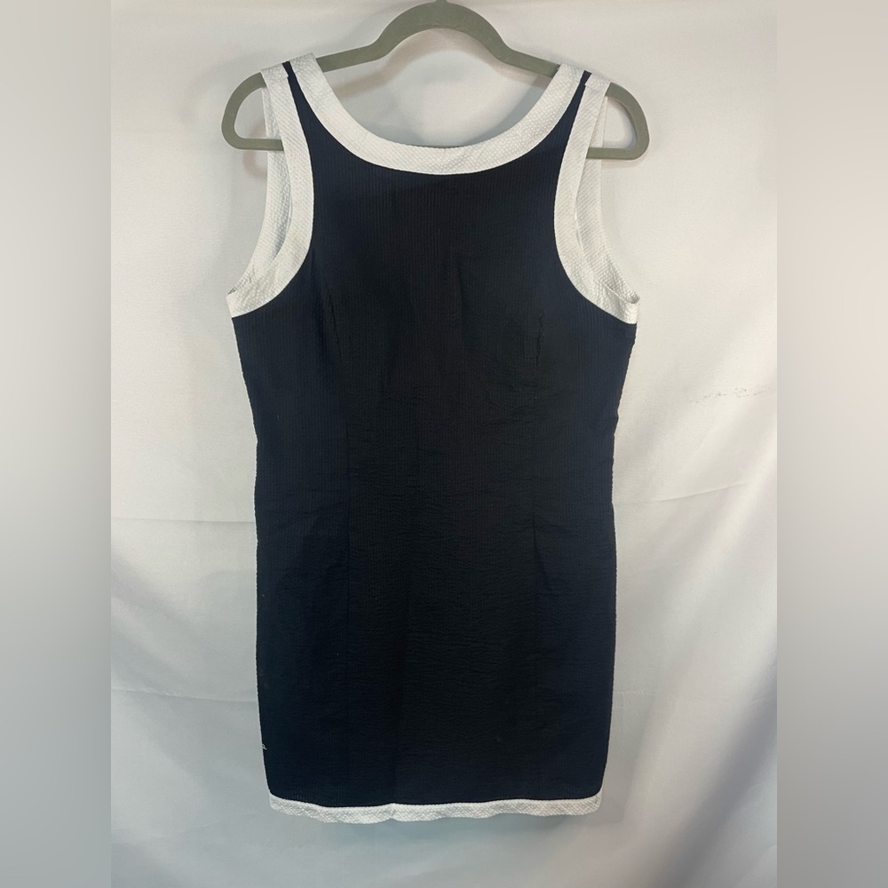 Lauren James searsucker dress, black with white trim and a scoop back. So cute!